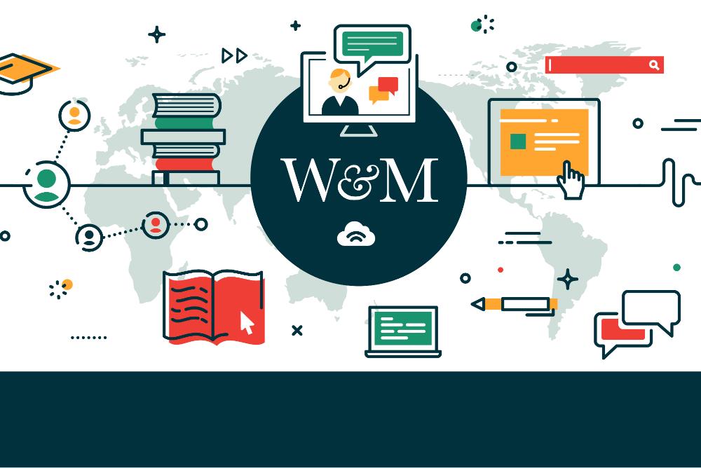 W&M surrounded by academic doodles.
