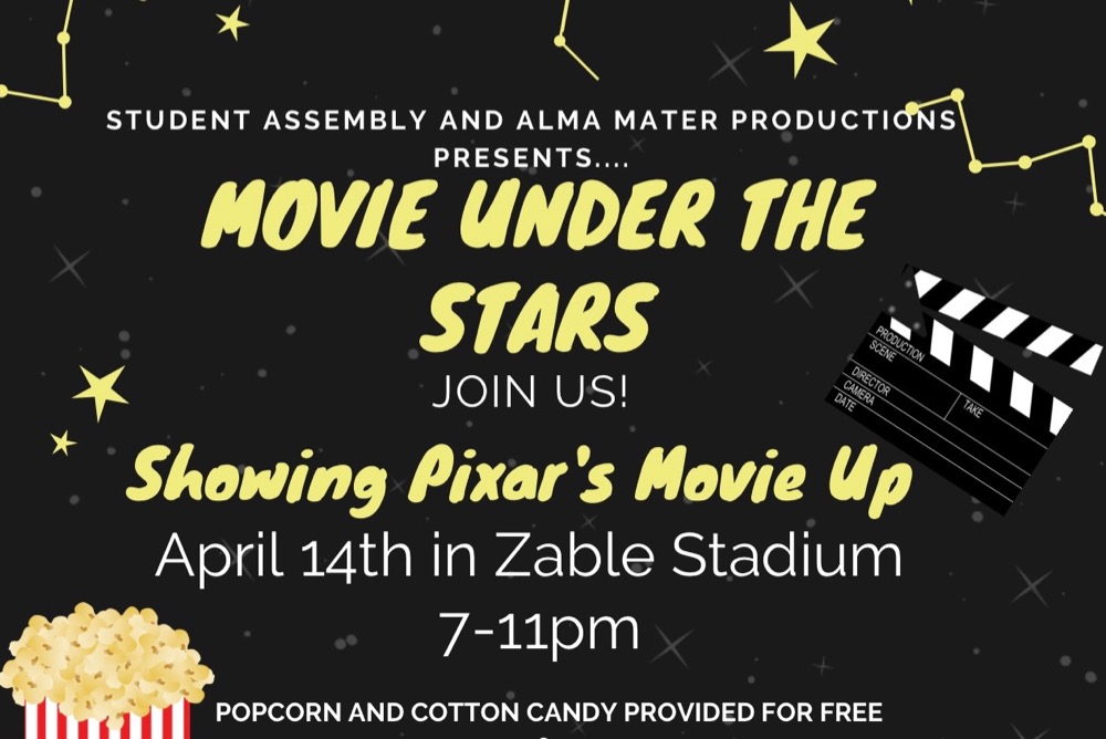 Movie Under the Stars Thursday, April 14 at 7 pm, Zable Stadium. Free Popcorn and  No Ticket Required.
