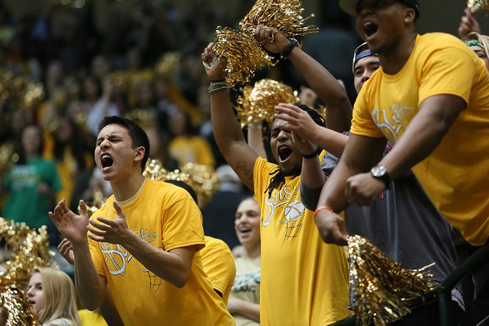 students, indoors, inside, tribe, kaplan arena, kaplan, arenas, gold, rush, gold rush, basketball, fans, cheering, spirit